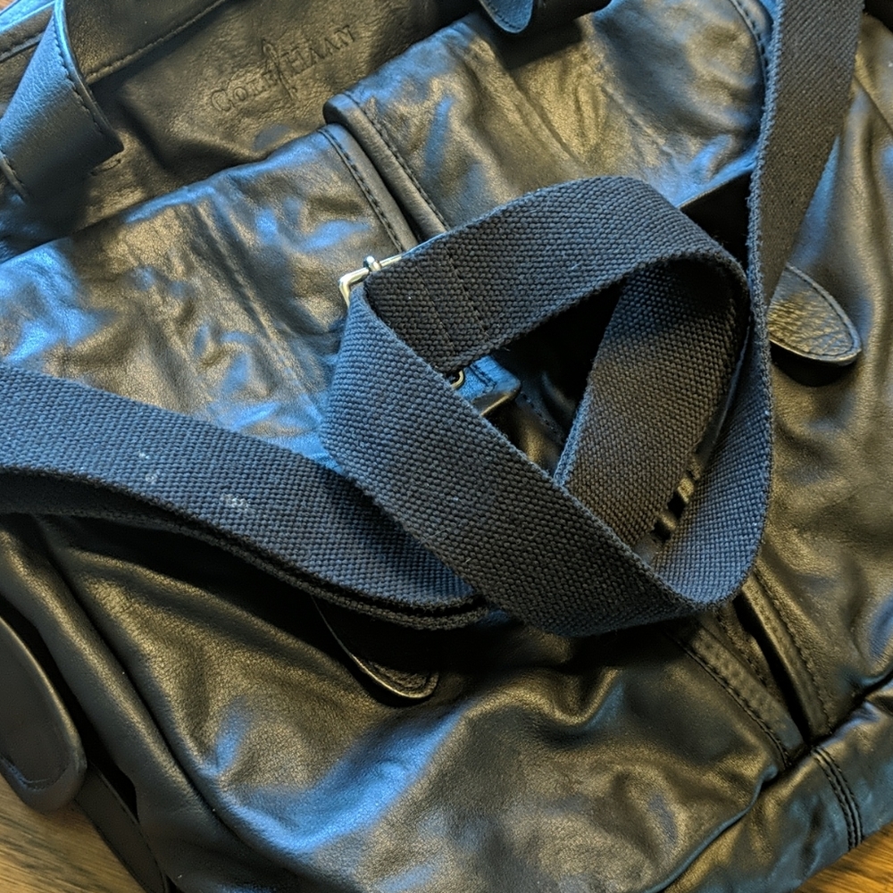 Cole Haan Black Leather Laptop Bag with Shoulder Strap - Picture 15 of 15
